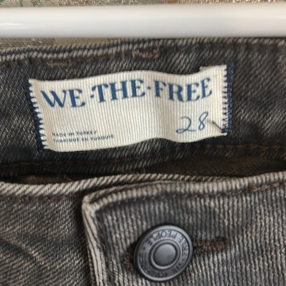 FREE PEOPLE VICTOR MOTO GRAY/BLACK MID RISE FLARE JEANS SIZE 28 - Picture 7 of 12